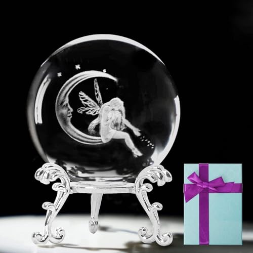 Minnhua Fairy Gifts for Women Fairy Crystal Ball Paperweight 3D Laser