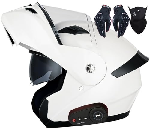 Letetexi Casque Modulable Moto Bluetooth Intégré ECE Homologué avec Double Visière Anti-buée Casques Intégraux Racing Motocross Ventilation Noir Mat pour Homme Femme 57~64cm