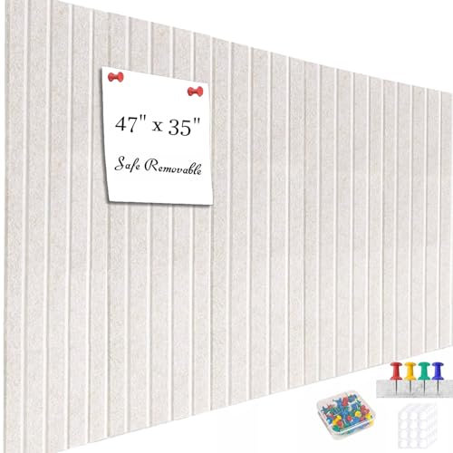 Acidea Grand Tableau en Liège Mural 120x90 cm, 12pcs Panneaux en Feutre Adhésif avec ruban adhésif, Tableau d'affichage décoratif avec 50 Punaises, Panneau Liege Mural Affichage Photo Vision Board