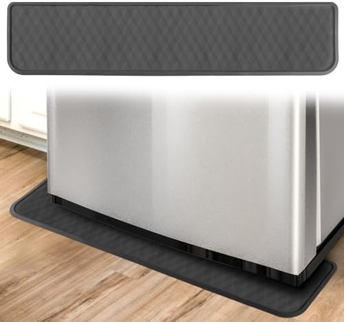 37.4x8.5in Refrigerator Spill Mat, Silicone Under Refrigerator Floor Protector Tray Drip Anti-Slip Appliance Water Mat Drip Catcher for Mini Fridge Washing Machine Wine Cabinet Dryer (Gray)