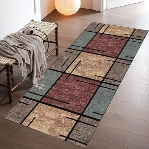 Teppich Läufer Flur rutschfest Teppichläufer Flur Waschbar, Lang Modern Küchenteppich, Flurläufer 50 x 350 cm Teppich Läufer für Flur, Küche, Korridor, Schlafzimmer, Wohnzimmer Flur Runner Teppiche