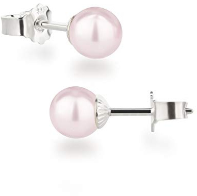 Schöner-SD Damen Ohrstecker 925 Silber mit runden Perlen Kugeln 6mm