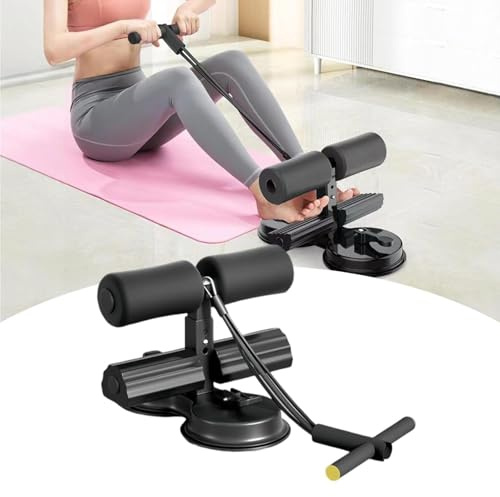 Sit Up Assist Fitness Equipment, Multifunctional Abdominal Fitness Device, Sit Ups Foot Holder with Elastic Suction Cups and Pull Rope, for Home Fitness (Black)