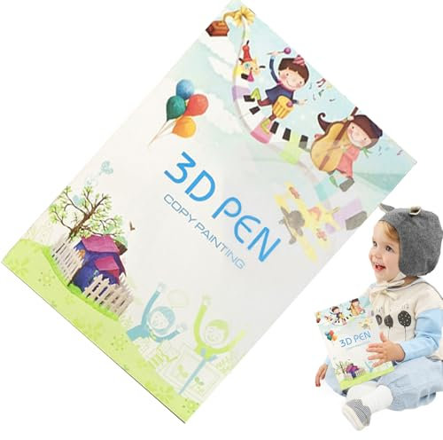 Aizuoni 3D -Druckstift Zeichnungsbuch, Zeichenbuch für 3D -Stift,3D -gedrucktes Gemälde Schablonen - Zeichnen von Schablonen für Mädchen, wiederverwendbare 40 Muster Papiervorlage mit 2 klaren Tellern