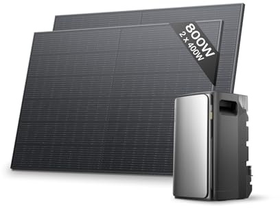 ECOFLOW Kit solaire de STREAM Ultra, batterie 1,92 kWh avec panneaux solaires rigides 400W*2, 4 entrées solaires MPPT 2800 W, ports CA doubles 2300 W, plug & play, batterie tout-en-un avec onduleur