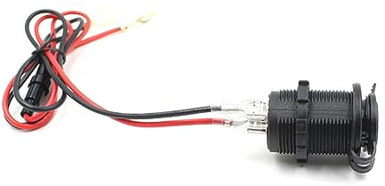 CLISPEED Adaptador Mechero con Doble USB y Cable Protector para Coche y Motocicleta para GPS y Móvil