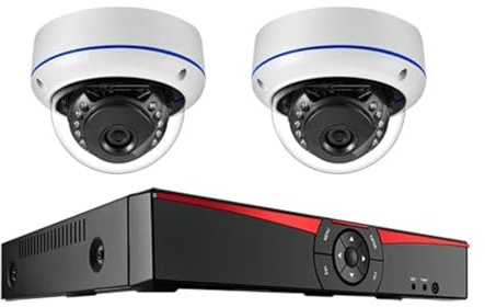 Kit NVR Poe 4CH 5MP Sistema di telecamere di Sicurezza CCTV Dome Audio IP Poe 4MP IR for Esterni Set di videosorveglianza(None,2PCS 5MP Cameras)