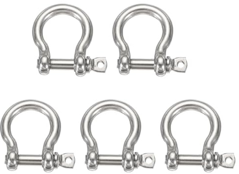 sourcing map 5 grilletes de arco de acero inoxidable, 13,1 mm, grilletes de tornillo grandes para barco, velero, cadena, cierre de aparejo, joyería de paracaídas, aparejos marinos, tono plateado
