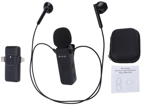 CHEOTIME Drahtloses Mikrofon für Telefon, Lavalier-Ansteckmikrofon, klein-Mikrofone, Zeitüberwachung, Plug-and-Play-Kragenmikrofon mit Headset für die aufzeichnung von Live-Streaming