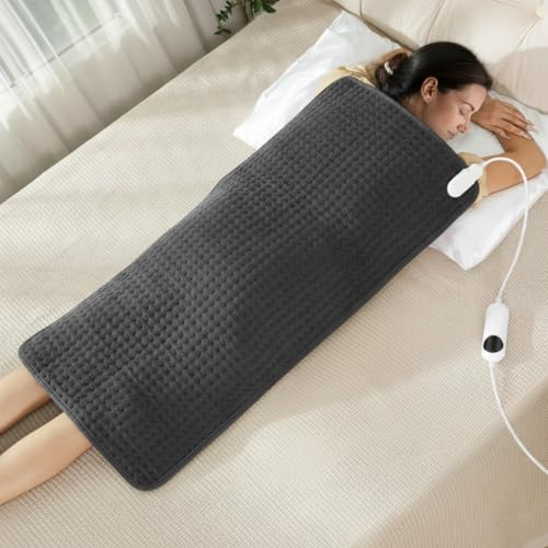Extra Großes Heizkissen 100x50cm XXL - Elektrische Wärmematte mit 10 Temperaturstufen & Timer, Weicher Flanell für Rücken Schulter Nacken, Abschaltautomatik & Waschbar