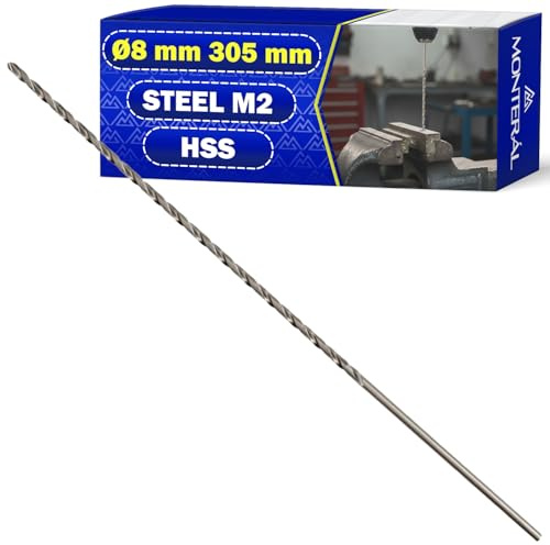 HSS Broca para Metal Duro Largo Ø 8mm 305mm en Acero Aleado Templado M2 | Broca Metal Duro Puede Usarse para Hierro Acero Metales No Ferrosos - MONTERAL