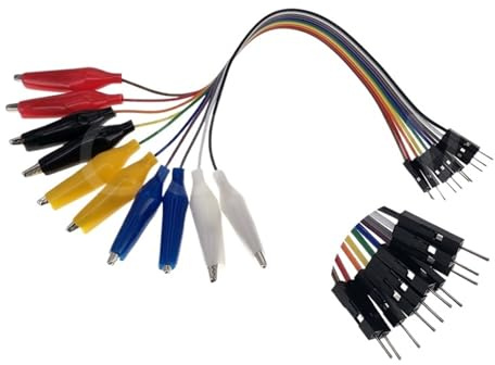 OSOBSUNC 10pin Double-end Alligator Clips Jump Wire Male Female Crocodile Clip Test Lead Jumper Wire Line Cable DIY Connection(30cm Male)