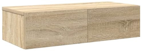Lumanois Estante de Pared con Cajones,Estante Flotante de Madera de ingeniería,para Sala/Dormitorio,Roble Sonoma,60 x 26.5 x 15 cm-859970