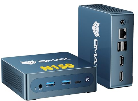BMAX B4 Ultra Mini PC Windows 11 Pro, Intel N150(jusqu'à 3,60 GHz), 12 Go LPDDR5 512 Go SSD Mini Ordinateur de Bureau, Double HDMI 2.1, Type-C, Triple Écran 4K, WiFi Double Bande PC Gamer Léger