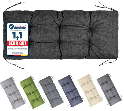 Garronda Coussin Exterieur Impermeable 120x50 cm Anthracite GD-0219 | pour Banc de Jardin Canapé Extérieur et Balancelle, Coussins d'Assise 10cm, Résistant UV, pour Terrasse Balcon et Intérieur