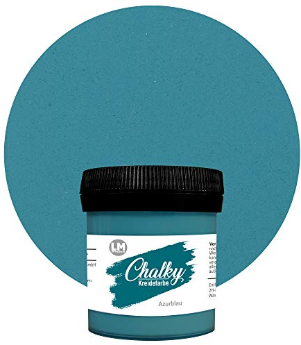 LM-Kreativ Chalky Kreidefarbe 100 ml (Azurblau) - - Finish Kreide-Farbe für einen Vintage/Shabby-Chic-Look. Die Kreidefarben/Kalkfarbe sind auch als Holzfarbe verwendbar & trocken matt auf