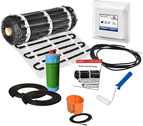 Mi-Heat 17/5 Dünnbettheizmatte 200W/m² - 3m² Fußbodenheizung Strom Set einfach nachträglich Nachrüsten Elektroheizung
