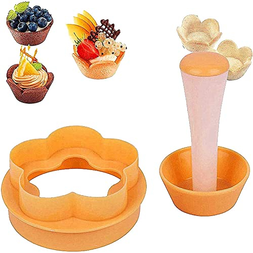 Pastry Dough Tart Tamper Kit, Flower Round Cookie Cutters, Plastic Pastry Tamper Tart Shell Molds, DIY Cake Cup Presser Cupcake Biscuit Muffin Flower Round Mold, Bakeware Cake Tools (1Pcs)