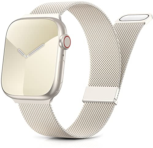 Yoohoo Armbänder Kompatibel mit Apple Watch Armband 40mm 41mm 42mm 46mm 45mm 44mm 38mm 49mm, Milanaise Edelstahl Metall Ersatz Armband für iWatch SE Series 10 9 8 7 6 5 4 3 2 1 Ultra Damen Herren