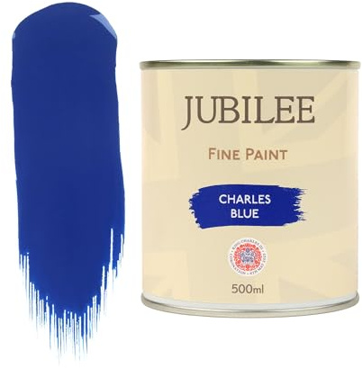 Guild Lane Jubilee Furniture Paint – Upcycle & Transform Wood, Metal & Glass – Soft Sheen Finish for Indoor & Outdoor – Durable & Easy to Apply Multi-Surface Paint (Charles Blue, 500ml)