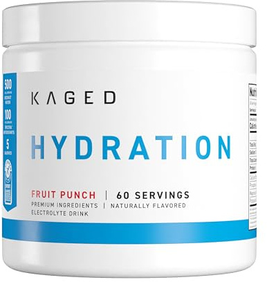 Kaged Electrolytes, Muscle Hydra-Charge Premium Electrolyte Powder, Hydration Electrolyte Powder, Pre Workout, Post Workout, Intra Workout, Fruit Punch, 60 Servings