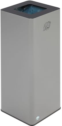 VAR | Wertstoffsammler QUADRO | 70 l | aus Stahl mit Klemmring | silber/anthrazit