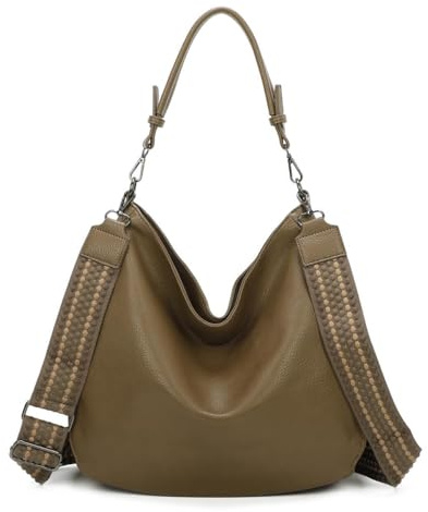 OBC Damen Tasche XXL Shopper Hobo Bag Schultertasche Crossbody Umhängetasche Beuteltasche Handtasche Crossover Leder Optik Taupe
