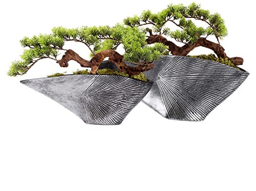 Artificial Bonsai Tree Artificial Bonsai Tree Faux Potted Plant Desk Display, Faux Bonsai Japanese Pine Bonsai Artificial Plants with Resin Shell Planter for Home Decor Fake Bonsai Tree (Color : C)