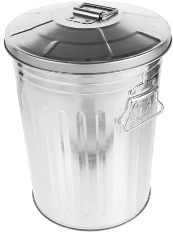 TINEASUR Cubo De Basura Metálico Redondo 8l Metal Resistente Corrosión Papelera Exterior Para Cocina Hogar y Oficina Con Tapa