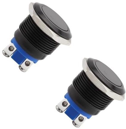 Pulsante Momentaneo Impermeabile In Metallo, Interruttore A Pulsante Momentaneo, Pulsanti Momentanei, Tasto Tondo Con Terminali (22mm,2PC)