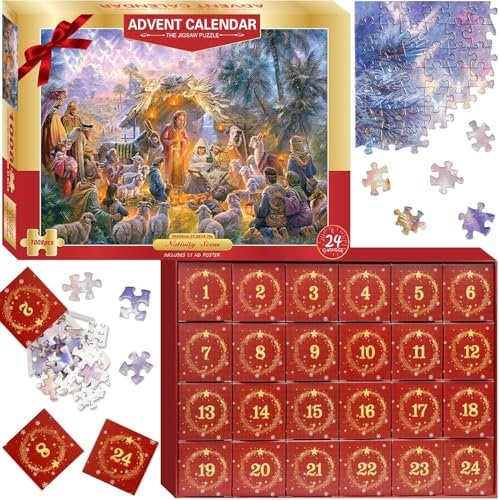Calendrier de L'avent 2025 Nativité Puzzle pour Adulte Calendriers de Noël Femme Homme