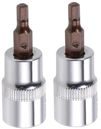 2PCS Juttzzei Hex Bit Socket, 3/8 Drive x H4 (4mm) Allen Key Socket | Premium S2 Alloy Steel 4mm Hex Bit with 1.89 Length for Torque Wrench, Ratchet Wrench, Impact Power Drills