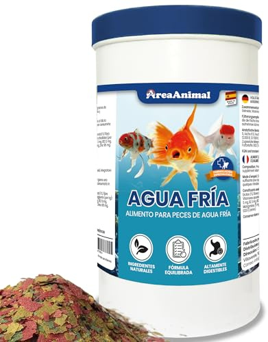 AreaAnimal - Comida Peces Agua Fria, Comida para Peces 160G/1L, Alimento Goldfish y Cualquier Pez de Agua Fría Enriquecida con Vitaminas y Minerales, No Apto para Alevines