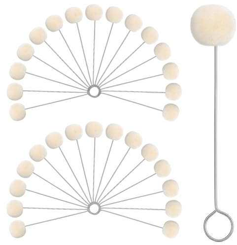 LIQWEI 30 stycken ulldaubers bollborste, 13 cm hållbar färgapplikator, läderfärgningsverktyg bollpensel med metallhandtag läderfärgpensel färgapplikator för färgning limning och gör-det-själv-hantverk