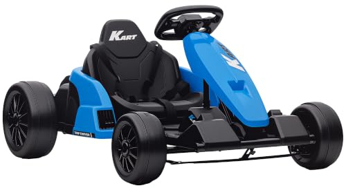AIYAPLAY Kinder Elektro Gokart 24 V 6-18km/h Drift Kart mit 2 Motorn Blau | Driftmodus, Verstellbarer Sitz, Go Kart mit MP3 Musik, USB-Anschluss, Sanft Start, Kinderfahrzeug für 6-12 Jahre