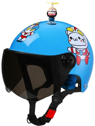 Casco Scooter Per Bambini, Casco Motociclista Con Visiera Parasole Omologato ECE 22.06, Casco Ciclomotore Per Bambini E Bambine Dai 3 Ai 12 Anni, Casco Jet Da Moto Per Bambini L,48-56cm