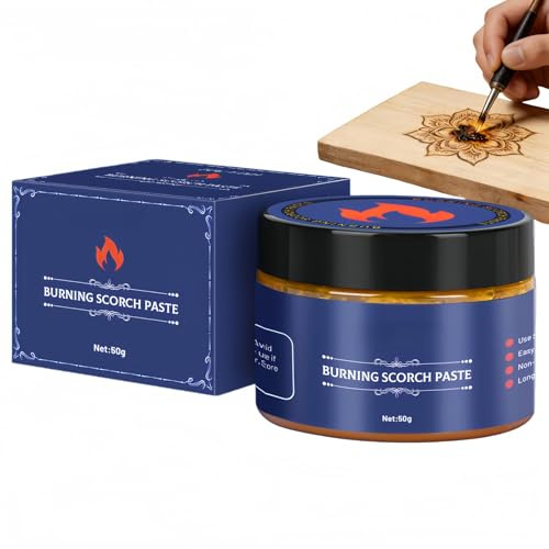 Scorch Wood Burning Paste for Crafts,Wood Burn Paste,Camping Outdoor Woods Fabric Burning Gel,Pyrography Woods Pastes for Artists,Drawing,Beginners,Crafts,Leather Canvas Paper Flame Pastes,50g