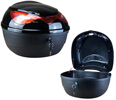 Bayli Motorradkoffer, 22L Top Case für Roller - Motorrad, Helmkoffer abschließbar, Rollerkoffer für Mofas, Motorräder, Quads, Scooter, wasserdichter Aufbewahrungskoffer in der Farbe schwarz