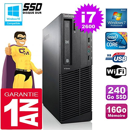 Lenovo PC M92p SFF Core I7-2600 RAM 16Go Disco 240 GB SSD Dvd Masterizzatore Wifi W7 (rigenerato)