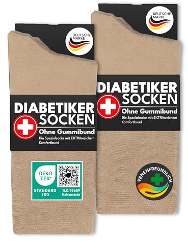Lot de 6 Paires de Chaussettes Diabetiques Homme Femme 97% Coton sans Elastique & sans Couture