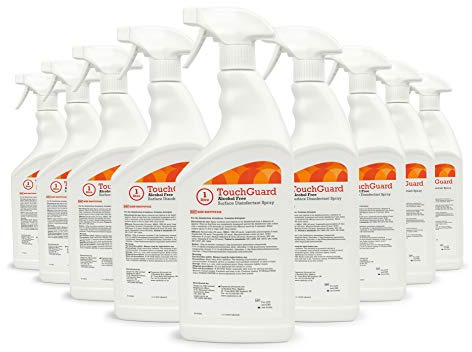 TouchGuard Disinfettante spray per superfici, senza alcol, 1 litro Confezione da 10, prodotto in Regno Unito