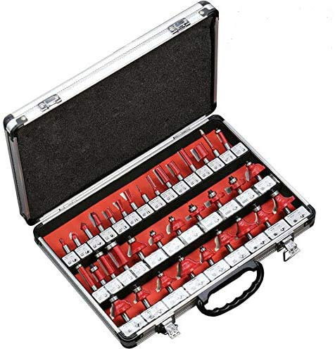 1 PC Coffret de 35 Fraises à Défoncer Pour Bois, Fraises à Rainurer en Carbure de Tungstène avec Tige, avec Boîte(8mm Red）