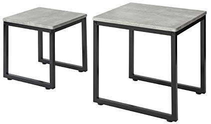 SoBuy FBT42-HG 2er Set Couchtisch Beistelltisch 2-teilig Satztisch Sofatisch Kaffeetisch Tisch-Set grau