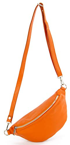 modamoda de T211 Damen Leder Bauchtasche Brusttasche Hüfttasche handmade in Italy, Farbe:Orange