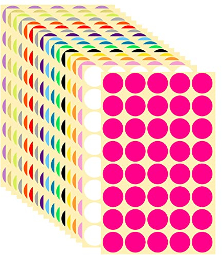 NATUCE 2.5cm Bunt Runde Punktaufkleber, Selbstklebende Markierungspunkte Farbkodierung Etiketten klebepunkte Aufkleber Etiketten für Kalender, Basteln, Papier, 720 Stück