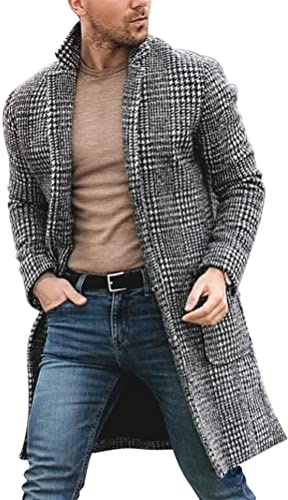 ORANDESIGNE Giacca Uomo Elegante Invernale Cappotto Giubbotto lana Slim Fit Lungo Business blazer Caldo Trenchcoat Parka Outerwea Vento Coat Festa Casual Soft Jacket D Nero XS
