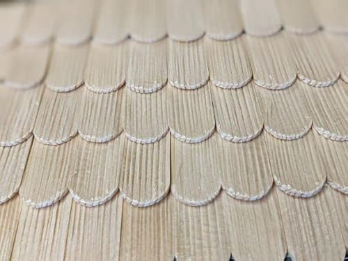 Holzschindeln mit Rundung – 55 Stück – Echtholz Natur | Krippenbau & Modellbau Dachschindeln 40×19 mm | Krippenzubehör & Bastelmaterial