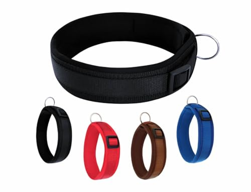 Buddypack-Hundehalsband breit und weich gepolstert (Schwarz, M) | 4 cm breit für kleine, 5 cm breit für große Hunde, Größe verstellbar, stabiler Klickverschluß, Neopren-Polster, fellschonend