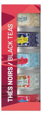 Kusmi Tea - ”The Black Teas” Presentask - Ekologiskt tesortiment - Presentidé för män och kvinnor - Smaksatt svart te, Earl Grey, Ceylon - Tillverkad i Frankrike - 5 boxar à 25g