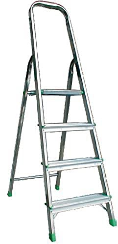 PROREGAL Metal Single Giraffe Einseitige-Aluminium-Bügelleiter | 4 Stufen | HxB 153x28cm | Leiter, Teleskopleiter, Trittleiter, Bockleiter, Sprossen-Doppelleiter, Stehleiter